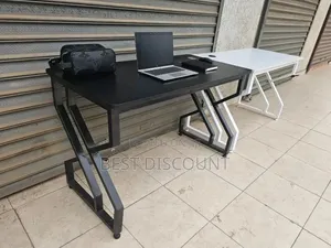 Executive Office Desk with Black Metal Frame