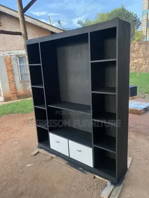 Modern Matte Black TV Wall Unit Pamoja na Droo