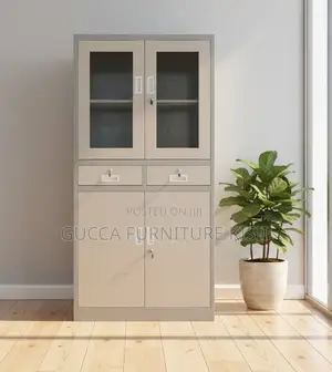 4 Door Metallic Half Glass Office Filing Cabinet