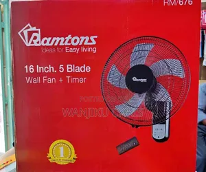 Ramtons 16-Inch 5-Blade Wall Mounted Fan yenye Timer