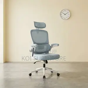 Kiti cha Ofisi cha Ergonomic cha Mesh - Nyeupe na Kijivu