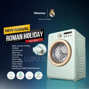 Mashine ya Kufulia Hisense Roman Holiday 10.5kg WD105R