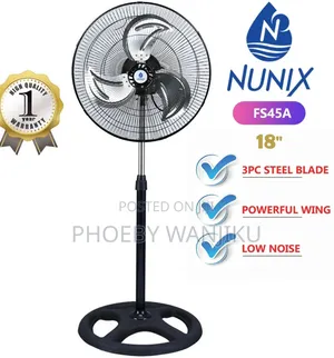 Nunix Stand Fan Yenye Blade za Chuma