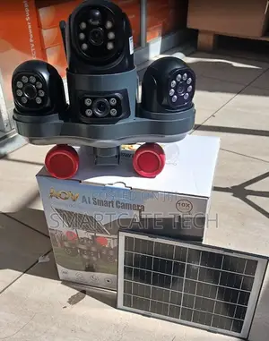 V380 Pro Kamera ya CCTV ya Solar yenye Lensi Tatu na Usaidizi wa SIM ya 4G