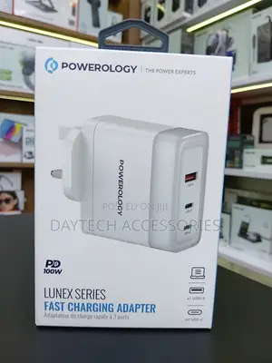 Powerology Lunex Series 100W PD Fast Charging Adapter (PWFC1029BWH)