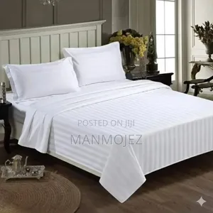 Seti ya Vitanda Nyeupe 6x6 4pc Zenye Michirizi