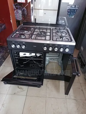 Mika 5-Burner Electric Cooker yenye Gas Compartment - Nyeusi