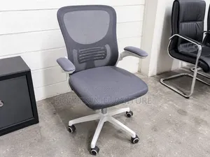 Kiti cha Ofisi cha Ergonomic Mesh - Kijivu chenye Msingi Mweupe