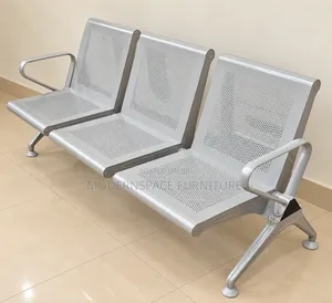 Kiti cha Kusubiri cha Chuma cha Silver cha Nafasi Tatu