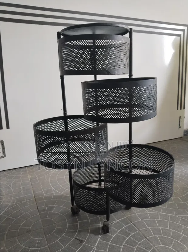 Clean Used Kitchen Storage Rack - Black Steel - 1