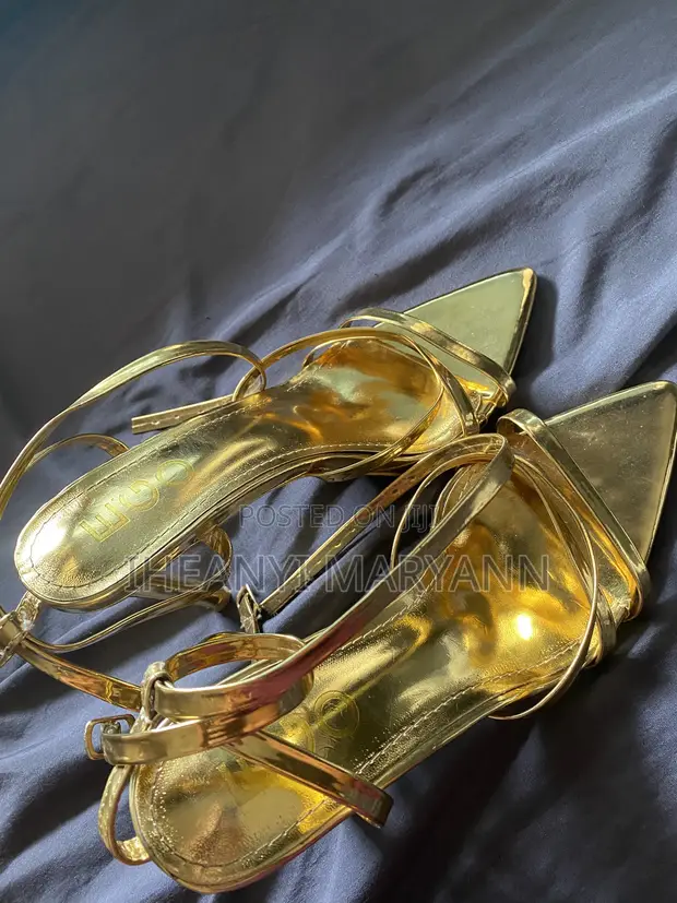 EGO Gold Stiletto High-Heel Sandals - Size 40 - 1