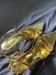 EGO Gold Stiletto High-Heel Sandals - Size 40 - 1