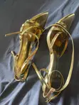 EGO Gold Stiletto High-Heel Sandals - Size 40 - 2