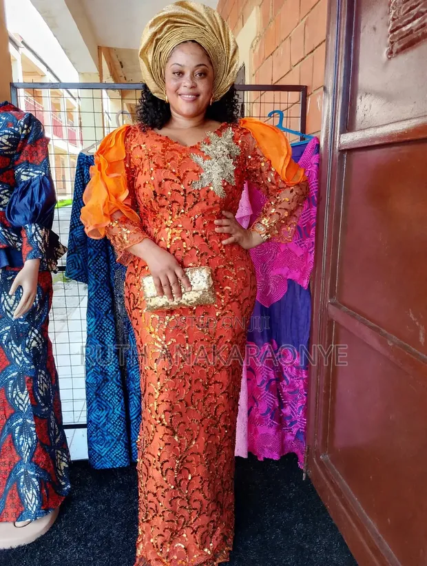 Orange Lace Dress - Size 16 - 1