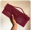 Beaded Handbag - Classic Blue - 2