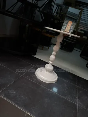 Chess Side Stool - White Metal