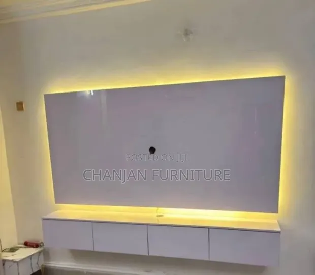 Brand New TV Console with LED Lights - White - 1