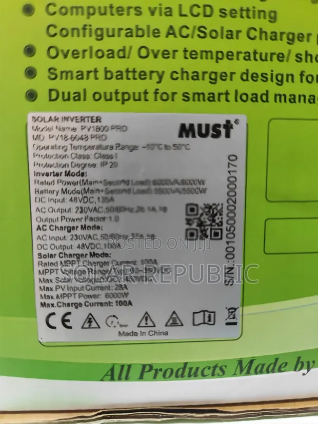 MUST 6kVA Solar Hybrid Inverter PV19-6048Pro - 1