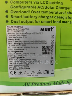 MUST 6kVA Solar Hybrid Inverter PV19-6048Pro