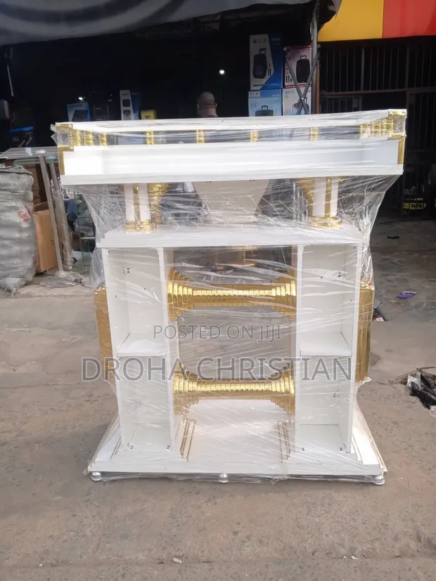 52x42 Inch White & Gold Podium - 1