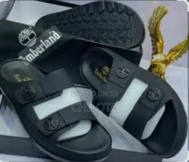 Goodiestores Men's Black Slip-On Sandals - 1