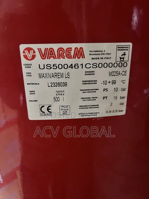 500L Varem Pressure Tank - 1