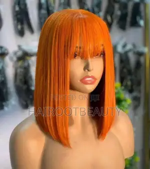 13x4 Orange Copper Bone Straight Bob Wig - Human Hair