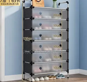 7-Tier Shoe Rack - 63cm Wide, 128cm High | Black
