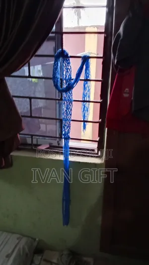 Handmade Blue Wool Scarf with Long Fringes