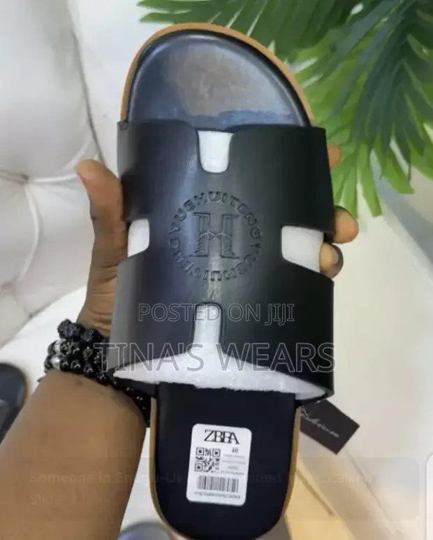 Hermes Men's Leather Slides - Brand New - 1