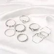 Silver 9-Piece Rhinestone Knuckle Ring Set for Women - 1