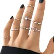 Silver 9-Piece Rhinestone Knuckle Ring Set for Women - 2