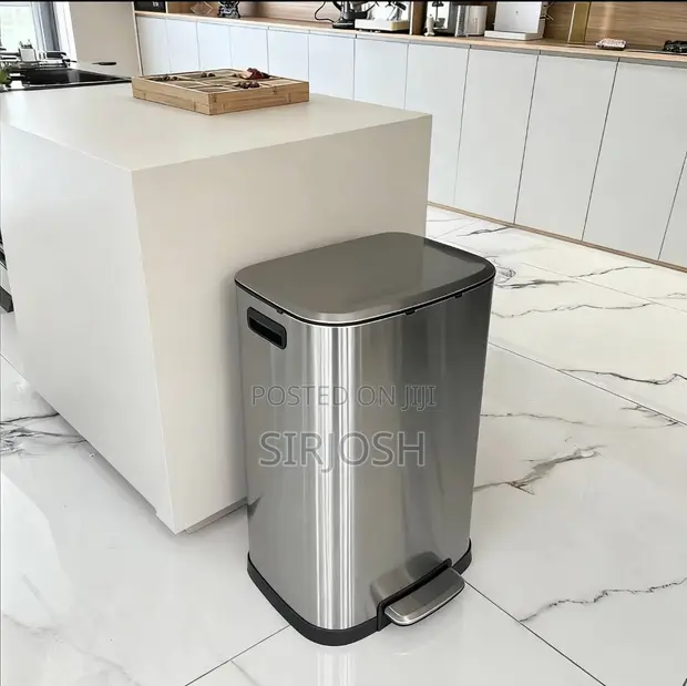60L Stainless Steel Waste Bin - Gold/Silver - 1