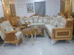 Egyptian Royal Sofa Set with Center Table & Side Stools
