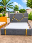 Home Interiors 6x6 Luxury Upholstered Bed Frame - Ash Grey - 1