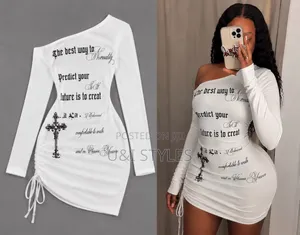 Shein White Graphic Bodycon Mini Dress