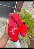 Handmade Leather Female Slides - Red - 2