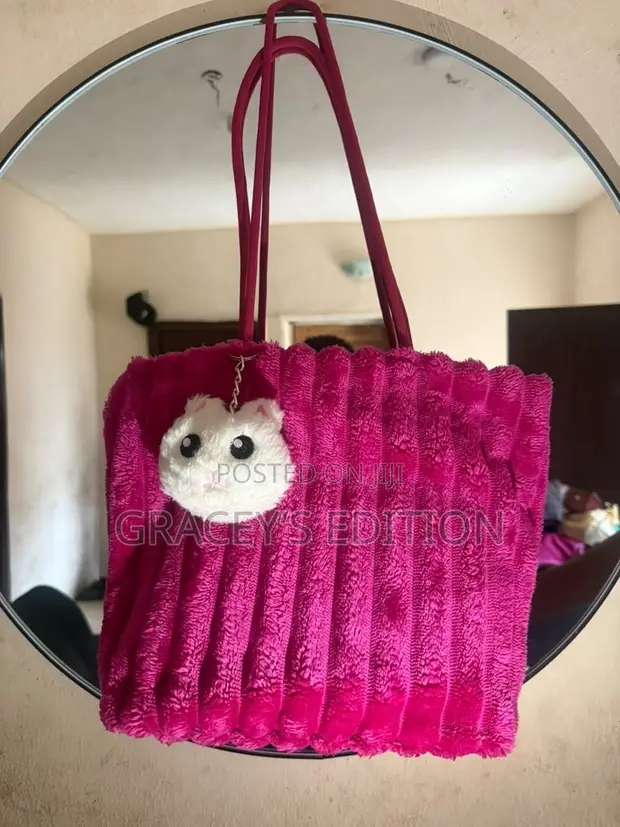 Pink Faux Fur Tote Bag - 1