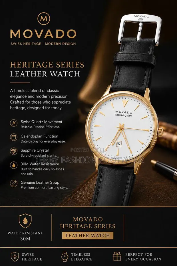 Movado Heritage Series Leather Watch - 1