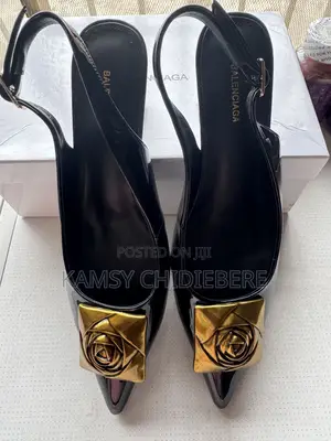 Balenciaga Heeled Sandals - Black Leather, Size 43