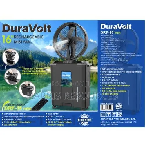 DuraVolt 16" Rechargeable Mist Fan - 1