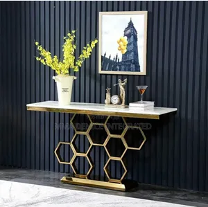 Luxury Geometric Marble Console Table - Gold