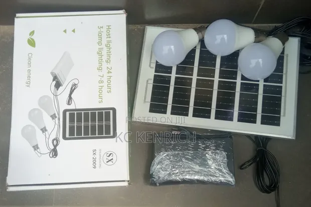 Indoor Solar 3 Bulbs Light with Panel & Power Bank - 1