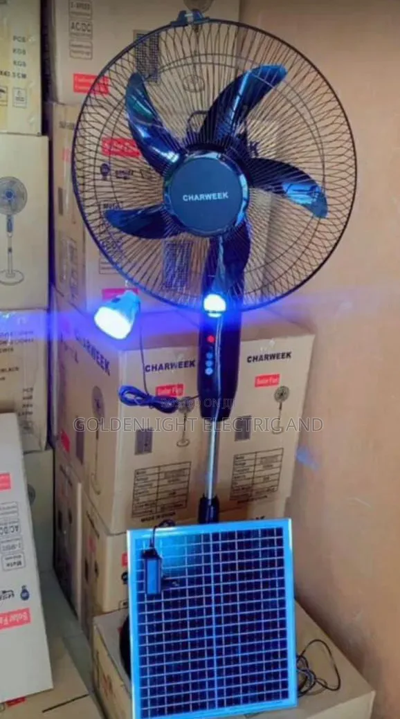 Charweek 16-Inch Solar Rechargeable Standing Fan - 1