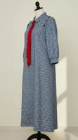 Houndstooth Print Dress with Red Tie Detail - 3