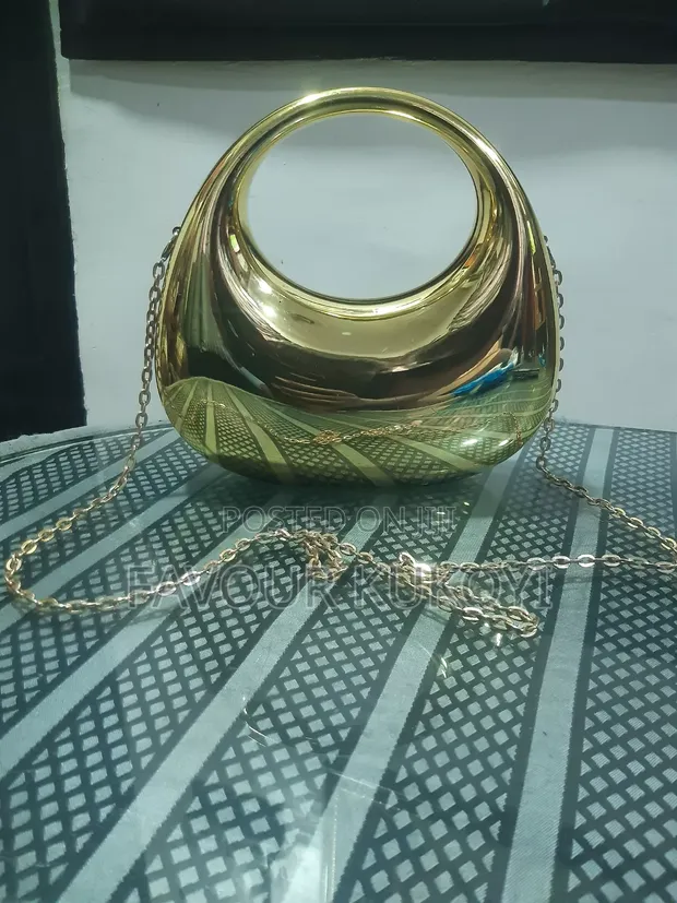 Mini Gold Hand Bag with Chain Handle - 1
