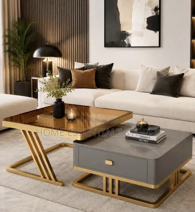 Luxury Swivel Coffee Table Set - Modern Living Room Center Table - 1