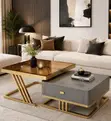 Luxury Swivel Coffee Table Set - Modern Living Room Center Table - 1