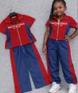 Children's Teenagers Top and Palazzo Trouser Mix Jean Set - 2