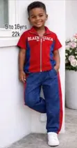 Children's Teenagers Top and Palazzo Trouser Mix Jean Set - 4